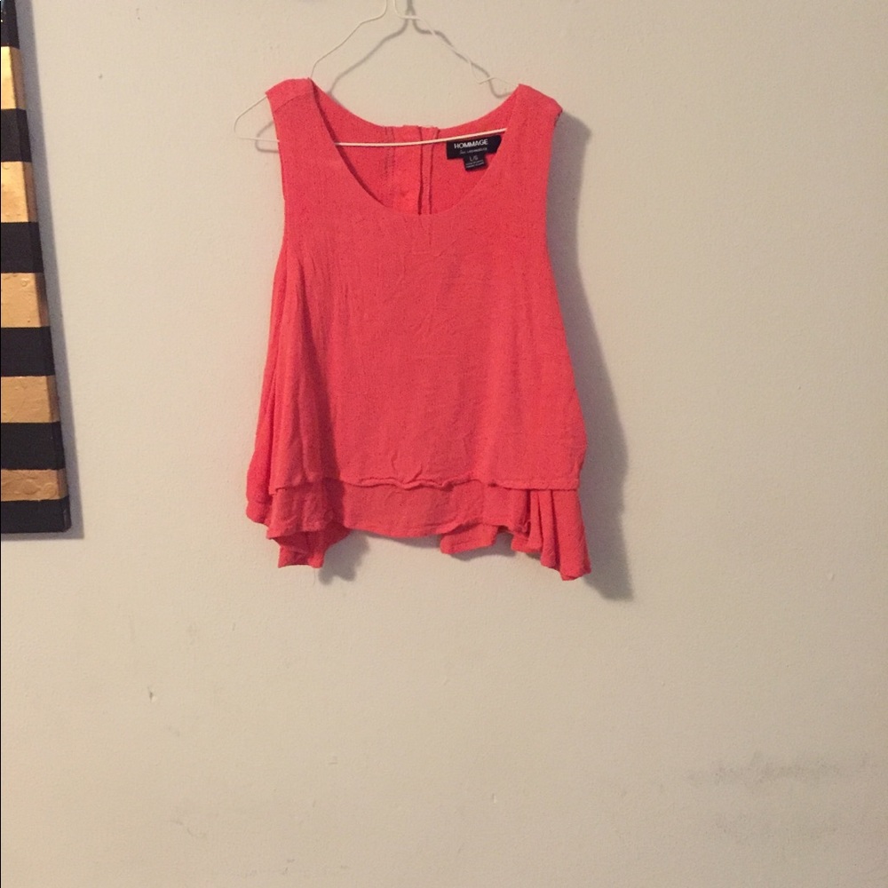 Coral dressy crop top